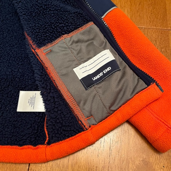Orange Lands End fleece coat- size 4 kids. Pre owned good condition. - Picture 2 of 7